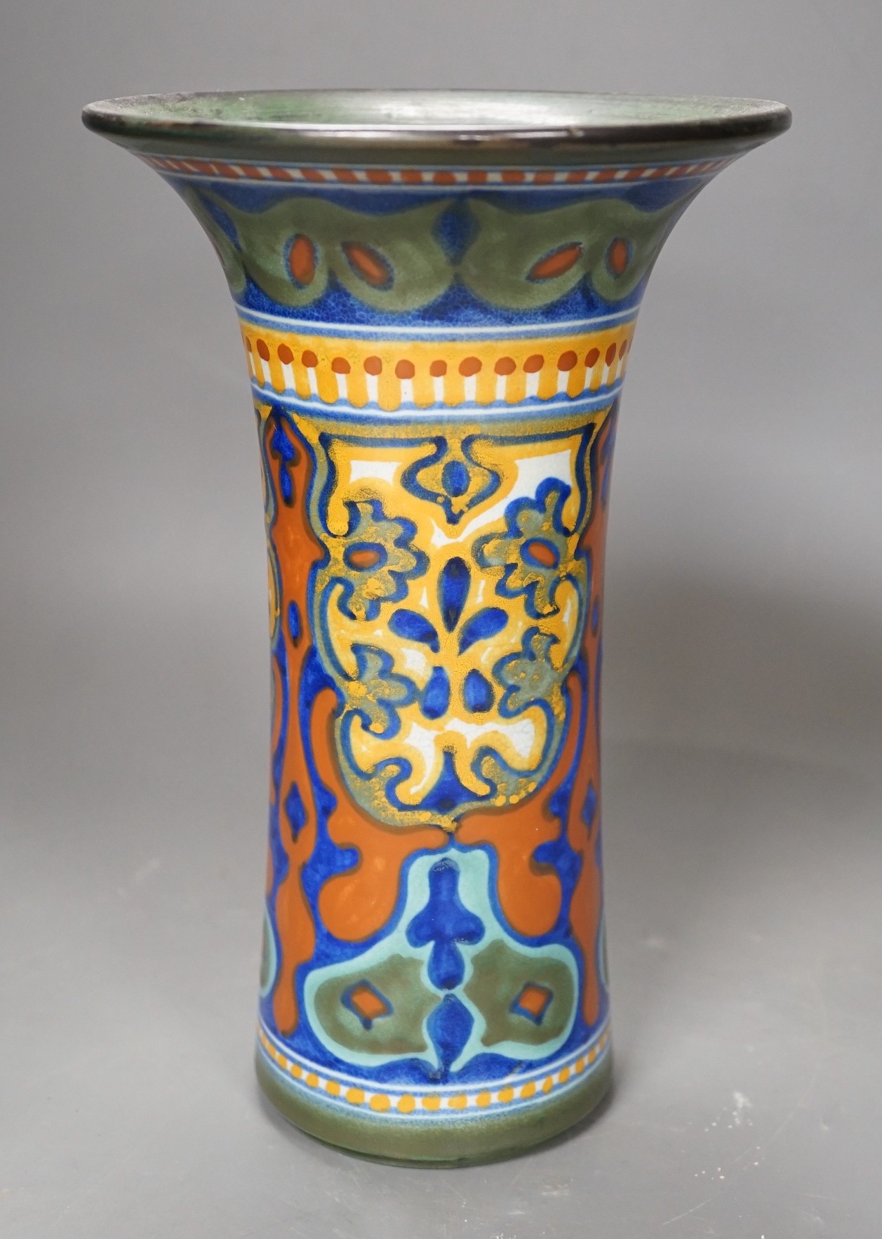 A Gouda pottery vase, 26cm